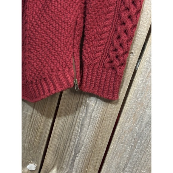 LL Bean Signature Fisherman Cable Knit Sweater Womens L Red 100% Cotton Tunic - Picture 4 of 8